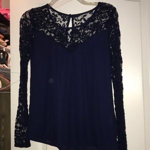 Long sleeve, sheer blue top